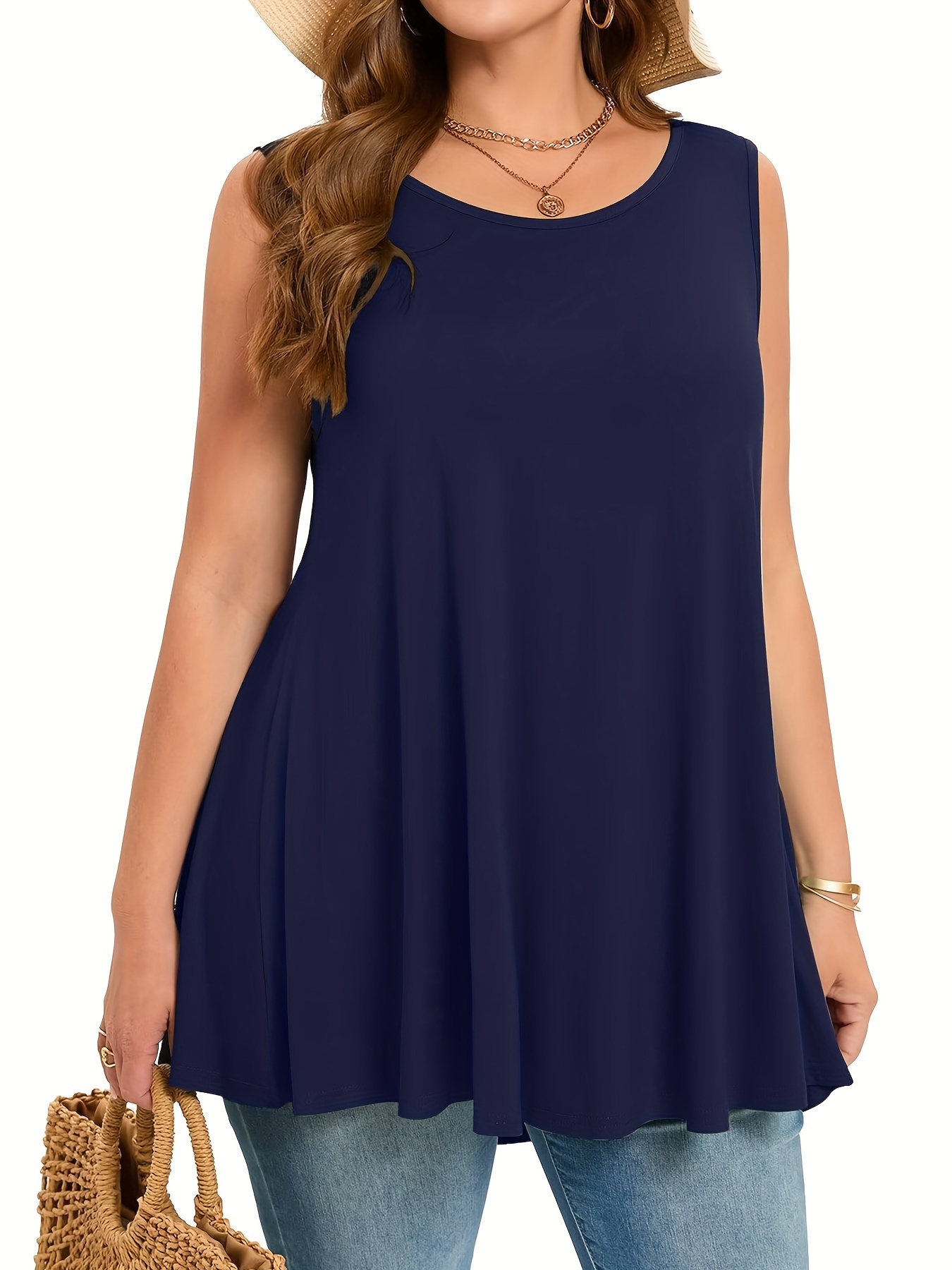 Summer Clothing Plus Size - Plus Size Simple Solid Tank Top