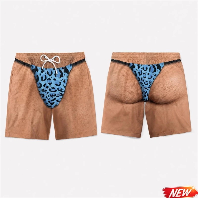 Board Short Surf - Funny Men 3D Print Leopard Print