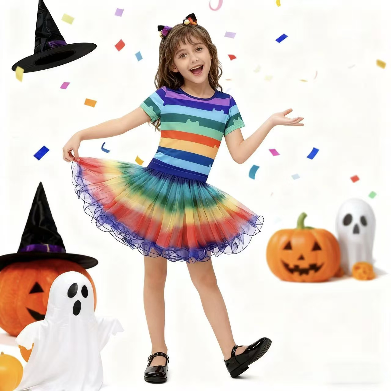 Girls Rainbow Striped T-Shirt  - Summer Dresses Yours Clothing recension och pris
