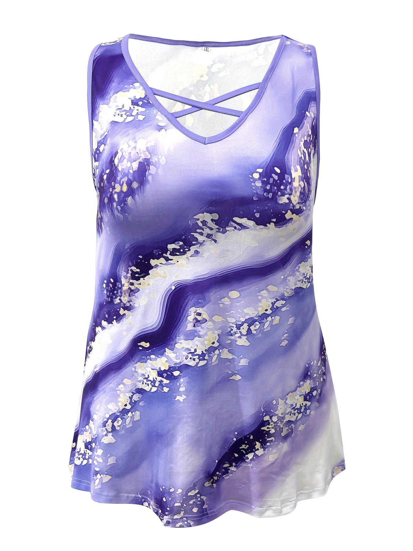 Plus Size Marble Print Tank To - Summer Clothing Plus Size recension och pris